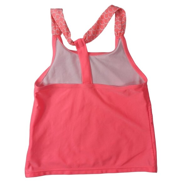 2/$15 Cat & Jack 2 PC Tankini Swimsuit Pink Gold SZ 7 Medium Racerback Pineapple - Picture 4 of 14